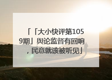 「大小快评第1059期」舆论监督有回响，民意就该被听见