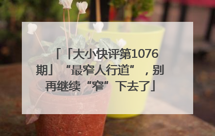 「大小快评第1076期」“最窄人行道”，别再继续“窄”下去了