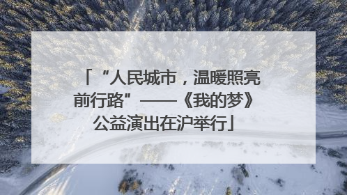 “人民城市，温暖照亮前行路”——《我的梦》公益演出在沪举行
