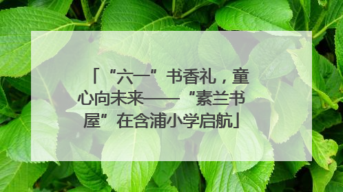 “六一”书香礼，童心向未来——“素兰书屋”在含浦小学启航