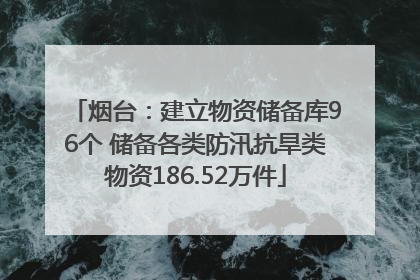 烟台：建立物资储备库96个 储备各类防汛抗旱类物资186.52万件