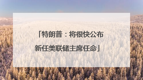 特朗普：将很快公布新任美联储主席任命
