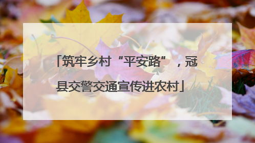 筑牢乡村“平安路”，冠县交警交通宣传进农村