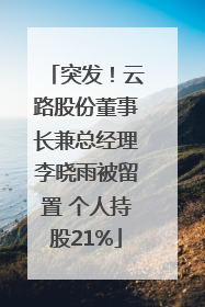 突发！云路股份董事长兼总经理李晓雨被留置 个人持股21%