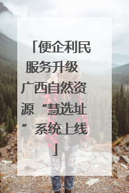 便企利民服务升级 广西自然资源“慧选址”系统上线