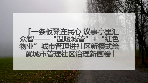 一条板凳连民心 议事亭里汇众智——“温暖城管”+“红色物业”城市管理进社区新模式绘就城市管理社区治理新画卷