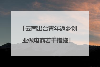 云南出台青年返乡创业做电商若干措施