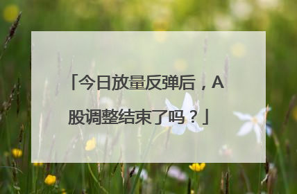 今日放量反弹后，A股调整结束了吗？