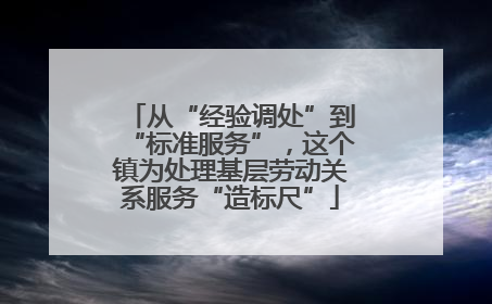 从“经验调处”到“标准服务”，这个镇为处理基层劳动关系服务“造标尺”