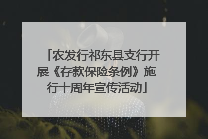 农发行祁东县支行开展《存款保险条例》施行十周年宣传活动