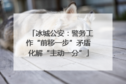 冰城公安：警务工作“前移一步”矛盾化解“主动一分”