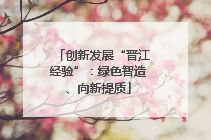 创新发展“晋江经验”：绿色智造、向新提质