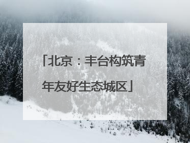北京：丰台构筑青年友好生态城区
