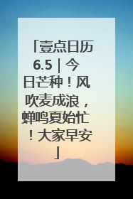 壹点日历6.5｜今日芒种！风吹麦成浪，蝉鸣夏始忙！大家早安