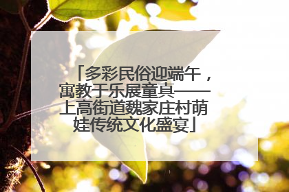多彩民俗迎端午，寓教于乐展童真——上高街道魏家庄村萌娃传统文化盛宴