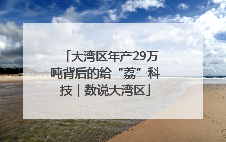 大湾区年产29万吨背后的给“荔”科技｜数说大湾区