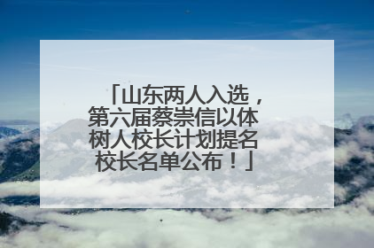 山东两人入选，第六届蔡崇信以体树人校长计划提名校长名单公布！