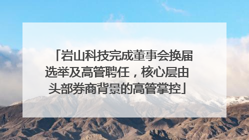 岩山科技完成董事会换届选举及高管聘任，核心层由头部券商背景的高管掌控