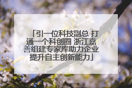 引一位科技副总 打通一个科创圈 浙江嘉善组建专家库助力企业提升自主创新能力