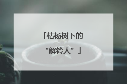 枯杨树下的“解铃人”