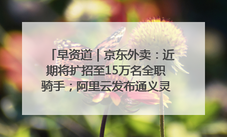 早资道｜京东外卖：近期将扩招至15万名全职骑手；阿里云发布通义灵码AI IDE