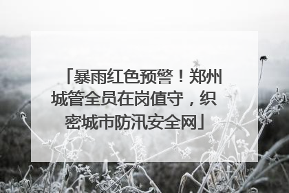 暴雨红色预警！郑州城管全员在岗值守，织密城市防汛安全网