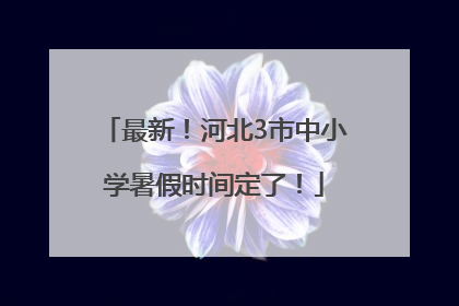 最新！河北3市中小学暑假时间定了！