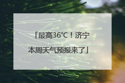 最高36℃！济宁本周天气预报来了