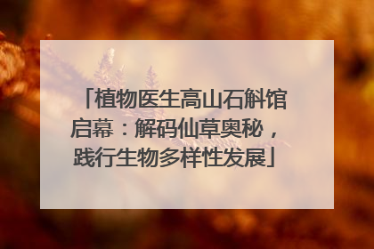植物医生高山石斛馆启幕：解码仙草奥秘，践行生物多样性发展