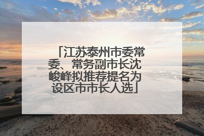 江苏泰州市委常委、常务副市长沈峻峰拟推荐提名为设区市市长人选