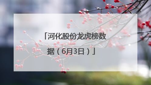 河化股份龙虎榜数据（6月3日）