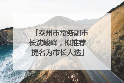 泰州市常务副市长沈峻峰，拟推荐提名为市长人选