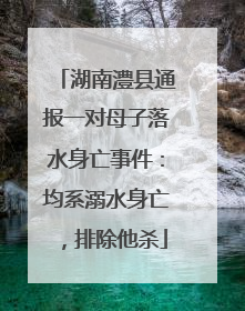 湖南澧县通报一对母子落水身亡事件：均系溺水身亡，排除他杀