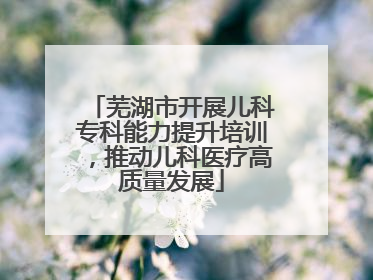 芜湖市开展儿科专科能力提升培训，推动儿科医疗高质量发展
