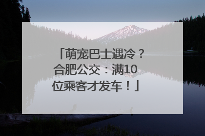 萌宠巴士遇冷？合肥公交：满10位乘客才发车！
