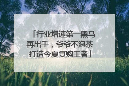 行业增速第一黑马再出手，爷爷不泡茶打造今夏复购王者