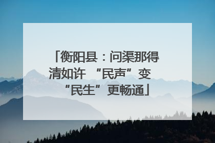 衡阳县：问渠那得清如许 “民声”变“民生”更畅通