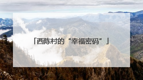 西陈村的“幸福密码”