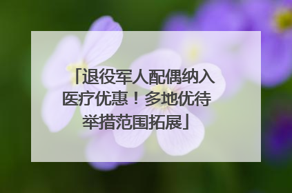 退役军人配偶纳入医疗优惠！多地优待举措范围拓展