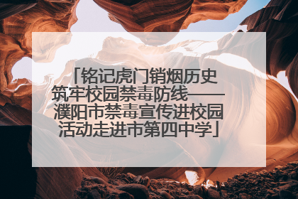 铭记虎门销烟历史 筑牢校园禁毒防线——濮阳市禁毒宣传进校园活动走进市第四中学