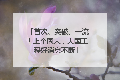 首次、突破、一流！上个周末，大国工程好消息不断