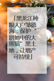 黑龙江种粮大户邹德海：保护“耕地中的大熊猫”黑土地，让增产可持续