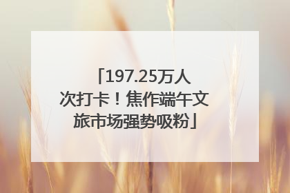 197.25万人次打卡！焦作端午文旅市场强势吸粉